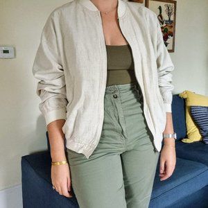 Debonair linen bomber jacket by Robert Stock - Man Size L.